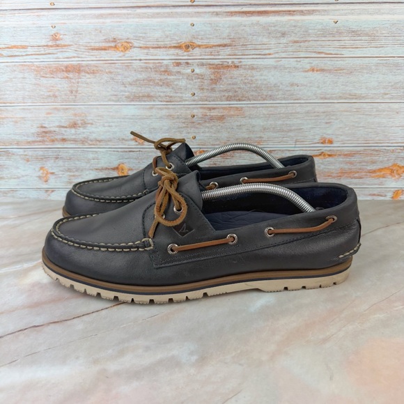 New listing!! Sperry A/O 2 Eye Mini Lug Blue Leather Boat Shoes - Picture 2 of 8